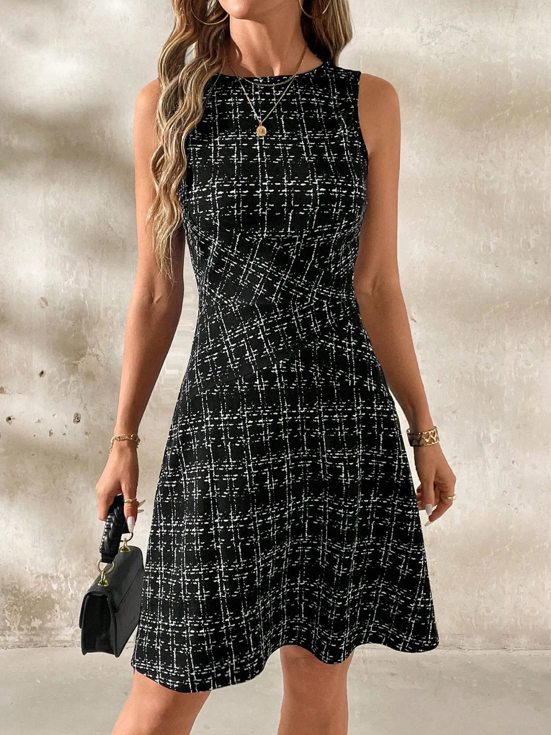 Round Neck Sleeveless Dress OutfitFlow