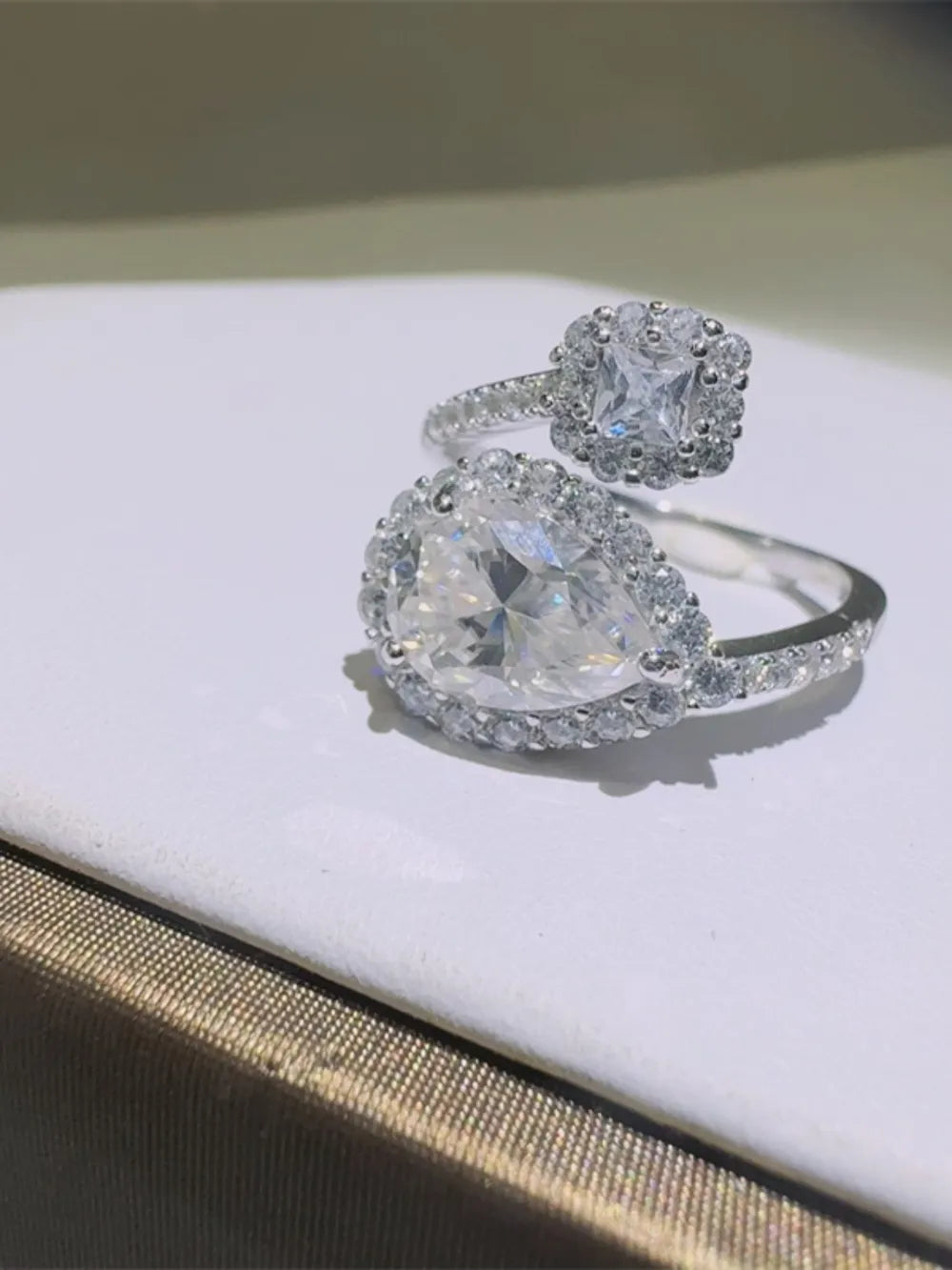 2 Carat Moissanite 925 Sterling Silver Bypass Ring OutfitFlow