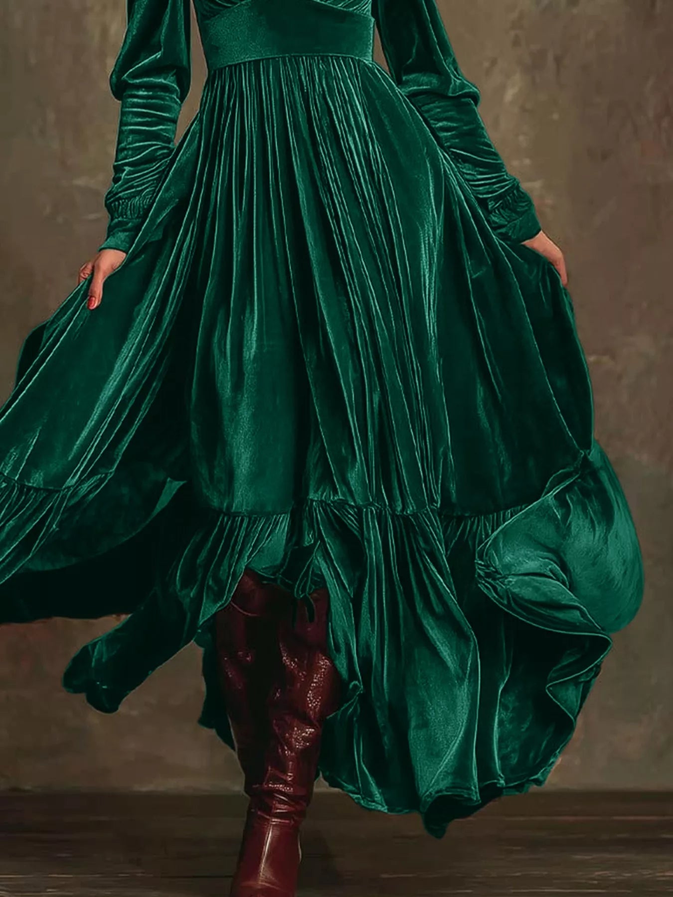 Velvet Deep V-Neck Maxi Dress OutfitFlow