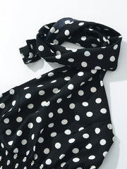 Polka Dot One-Shoulder Top and Mini Skirt Set OutfitFlow