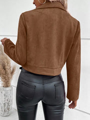 Suede Moto Jacket with Zip Detail Trendsi