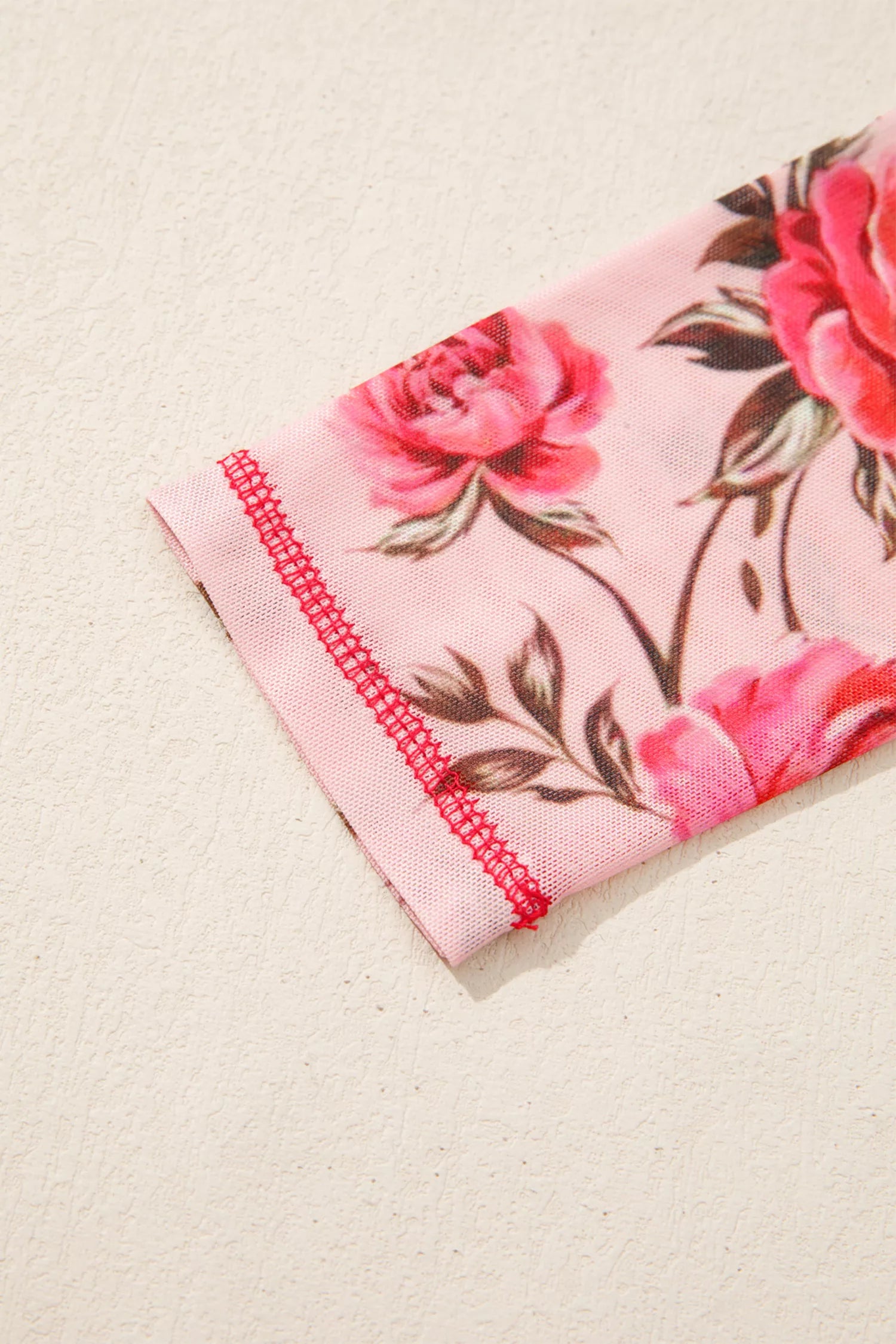 Floral Print Exposed Seam Detail Mesh Long Sleeve Top OutfitFlow