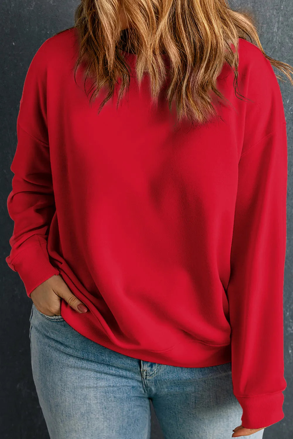 Outfit Flow - Plus Size Round Neck Long Sleeve Sweatshirt