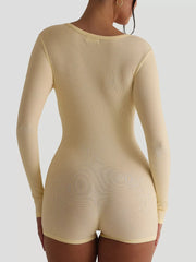 Ribbed Knit Long Sleeve Romper OutfitFlow