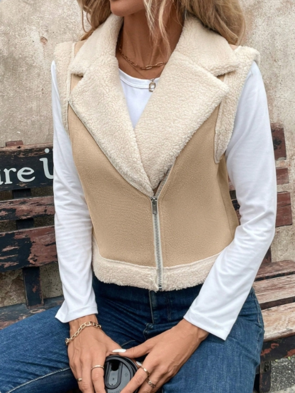 Outfit Flow - Zip Up Sherpa Vest Coat