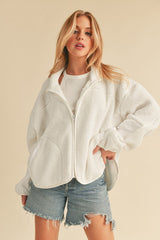 Outfit Flow - Aemi+Co Zip Up Drop Shoulder Fleece Jacket