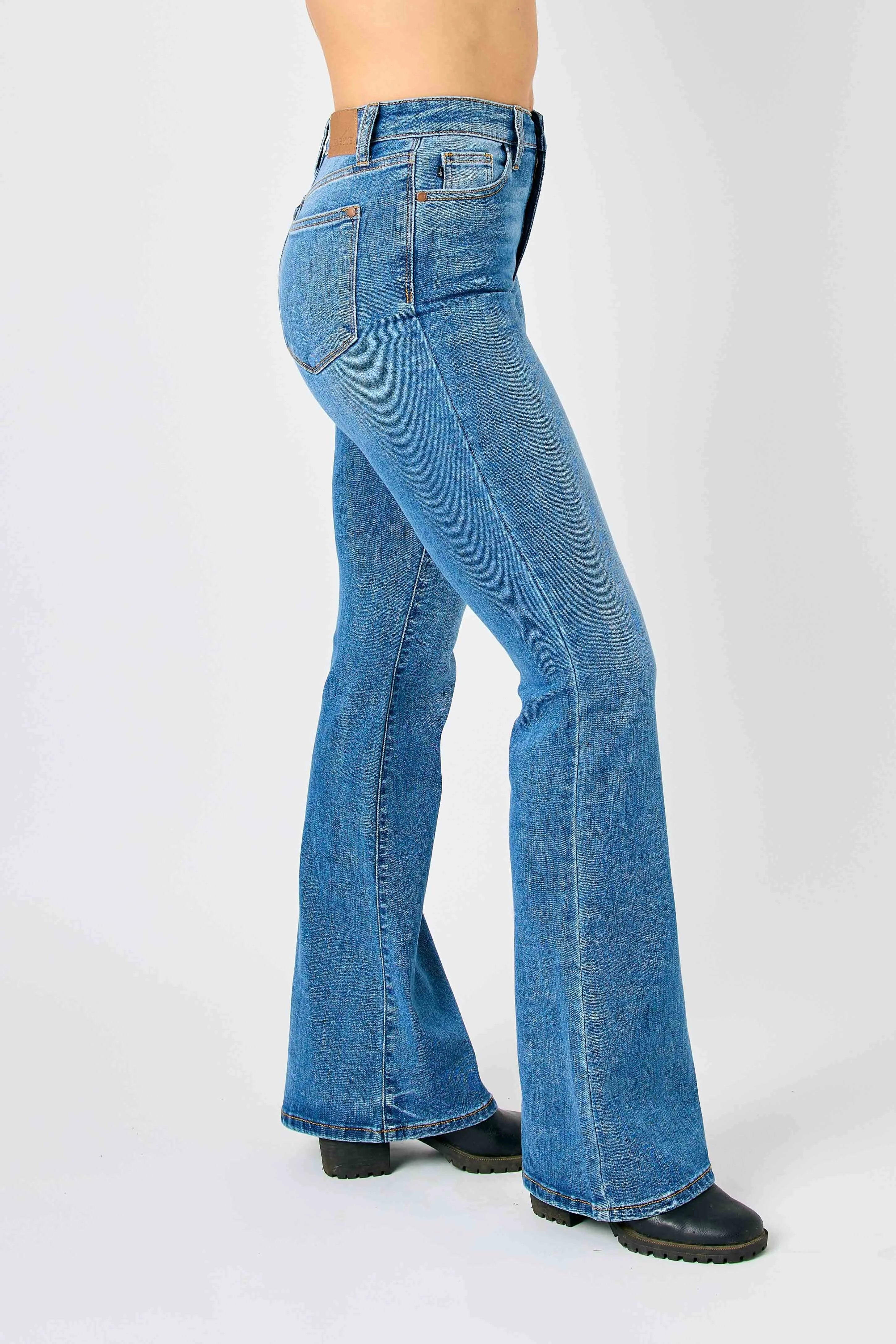 Judy Blue Full Size Hw Classic Flare Jeans Plus Size OutfitFlow