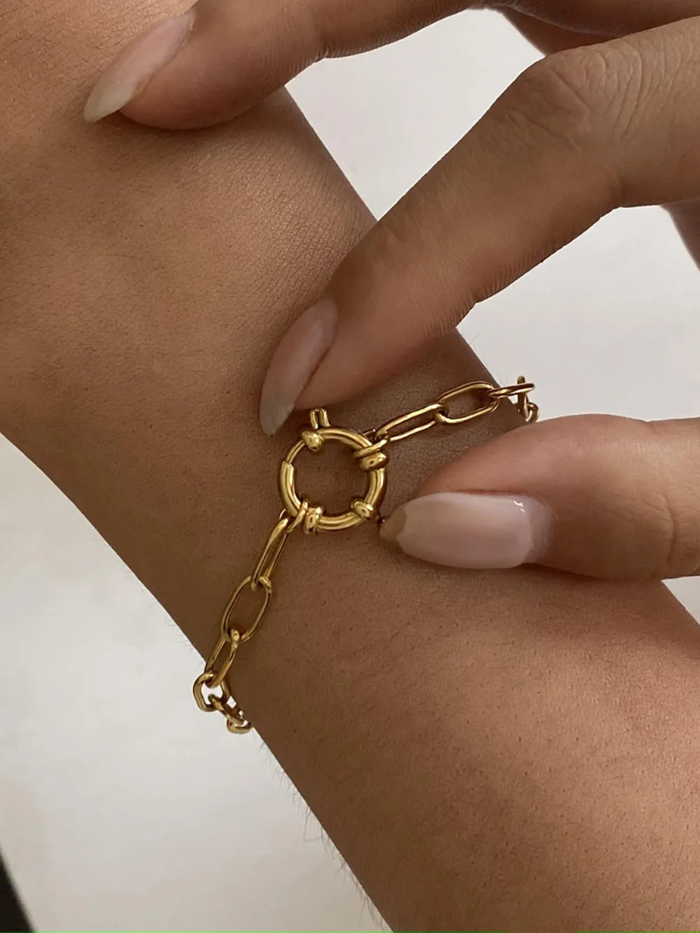 18K Gold-Plated Stainless Steel Chain Bracelet OutfitFlow