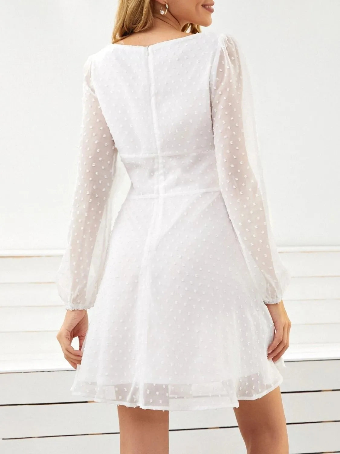 Swiss Dot Long Sleeve Mini Dress OutfitFlow