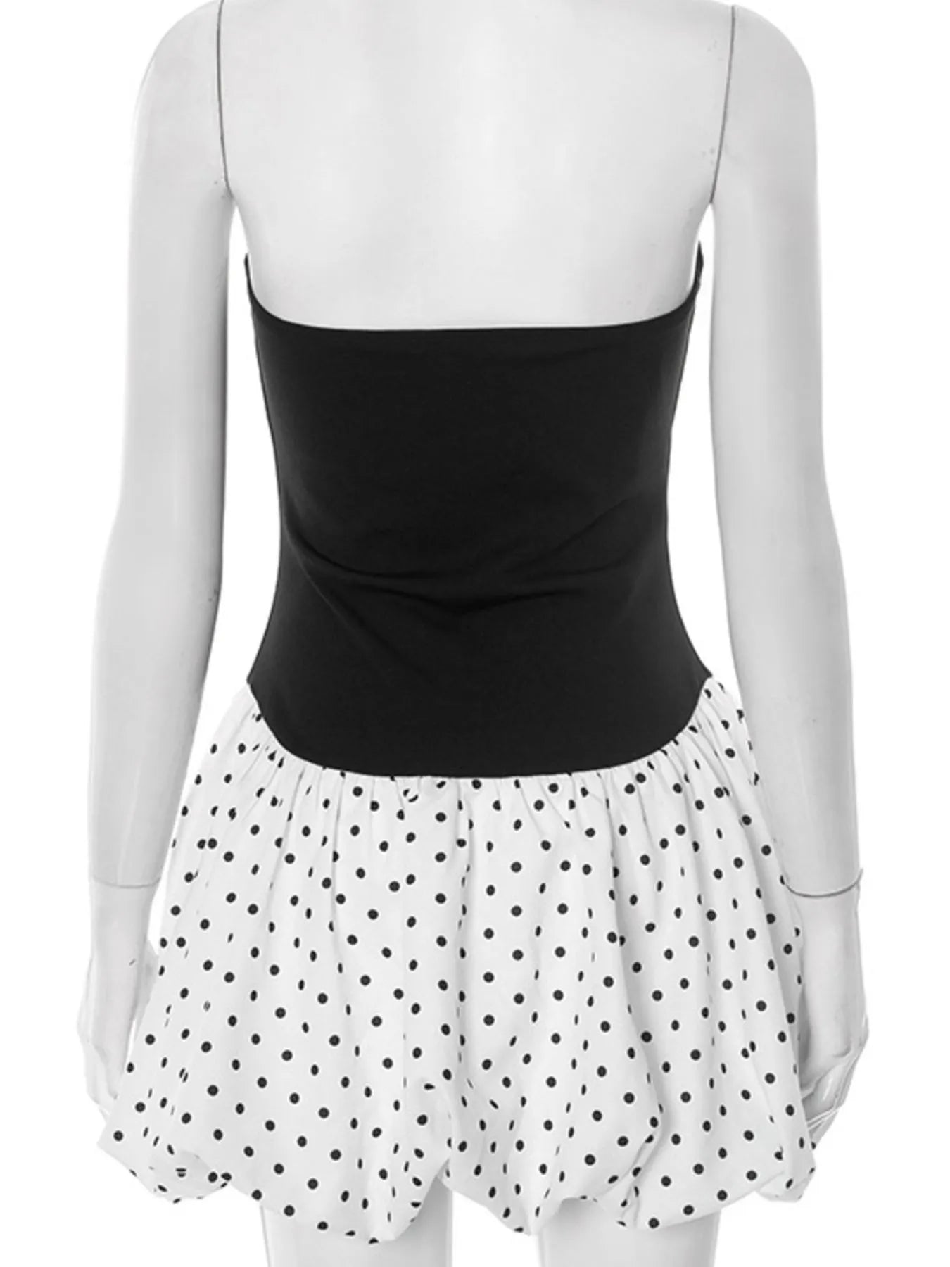 Sweetheart Neck Polka Dot Tube Mini Dress OutfitFlow