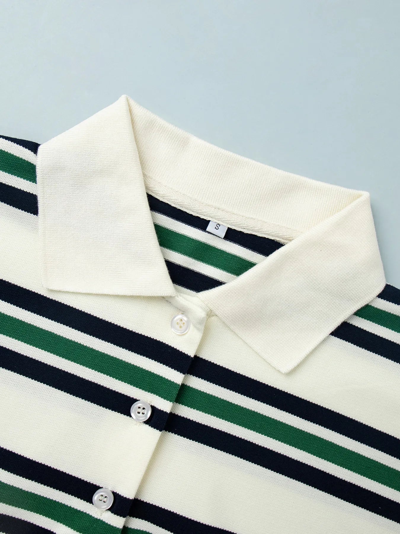 Striped Polo T-Shirt with Contrast Collar OutfitFlow