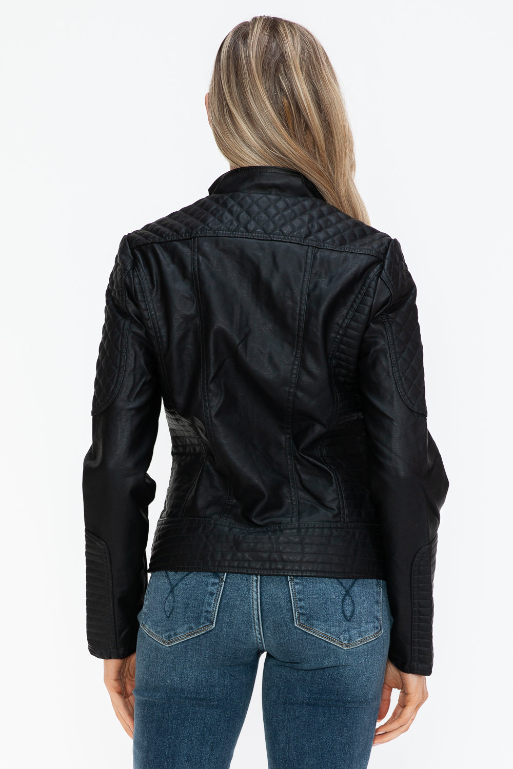 Outfit Flow - Snobbish Faux Leather Zip Up Mock Neck Jacket