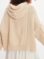 Texture Knit Long Sleeve Hooded Sweater OutfitFlow