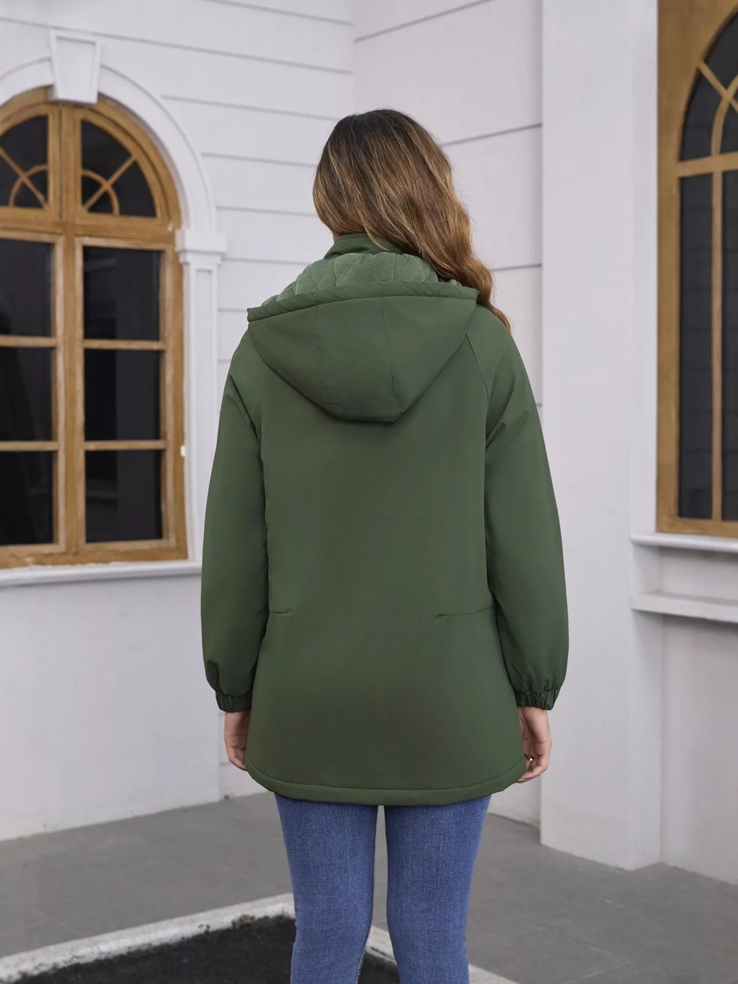 Full Size Zip Up Hooded Parka Outerwear Plus Size OutfitFlow