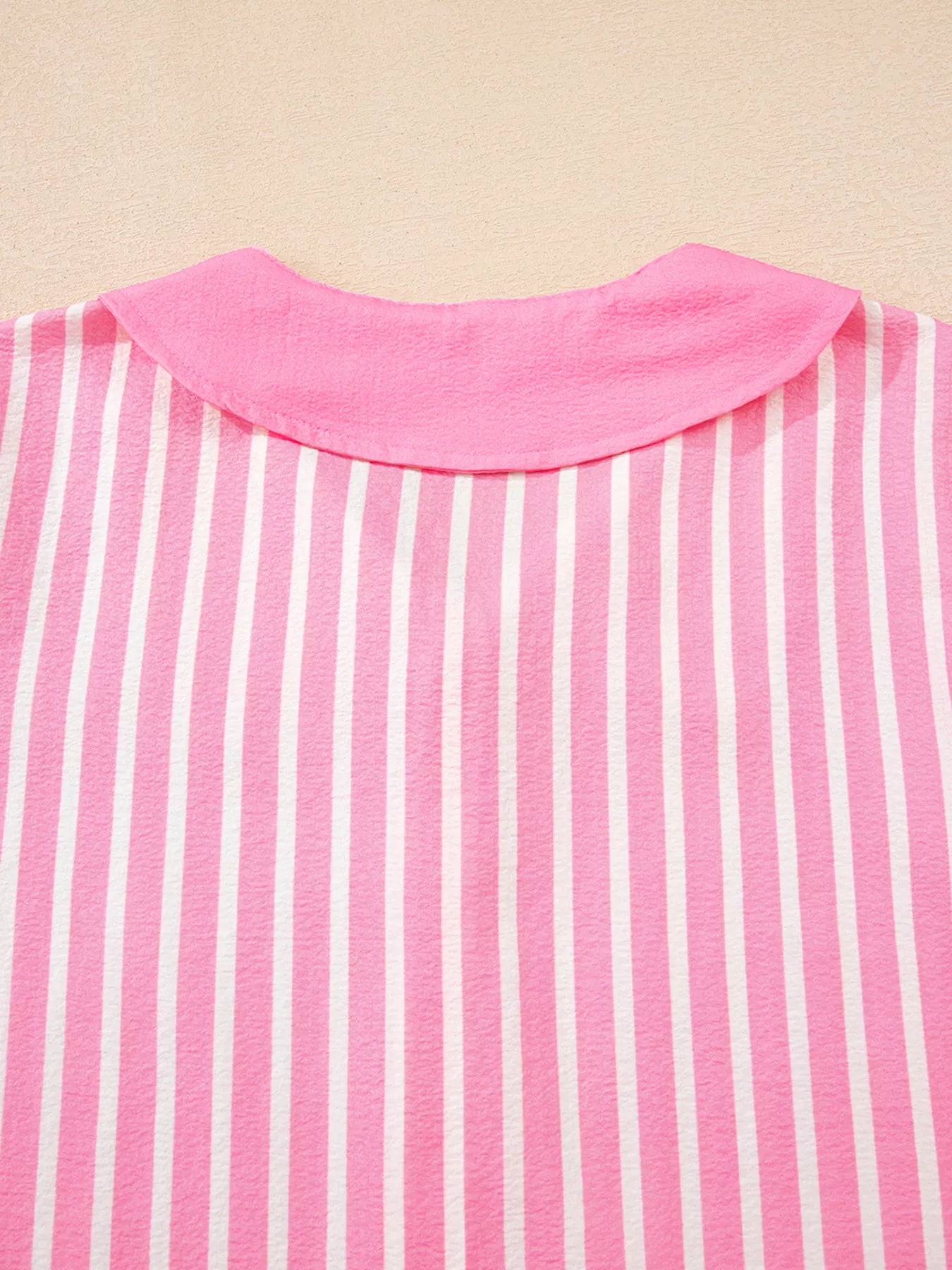 Stripe Buttoned Front Long Sleeve Top and Pants 2 Piece Sleepwear OutfitFlow