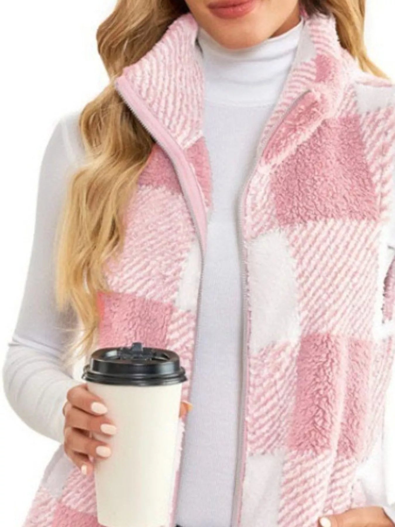 Full Size Color Block Zip Up Vest Coat Plus Size OutfitFlow