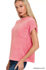 Zenana Chenille Waffle Short Sleeve Sweater OutfitFlow