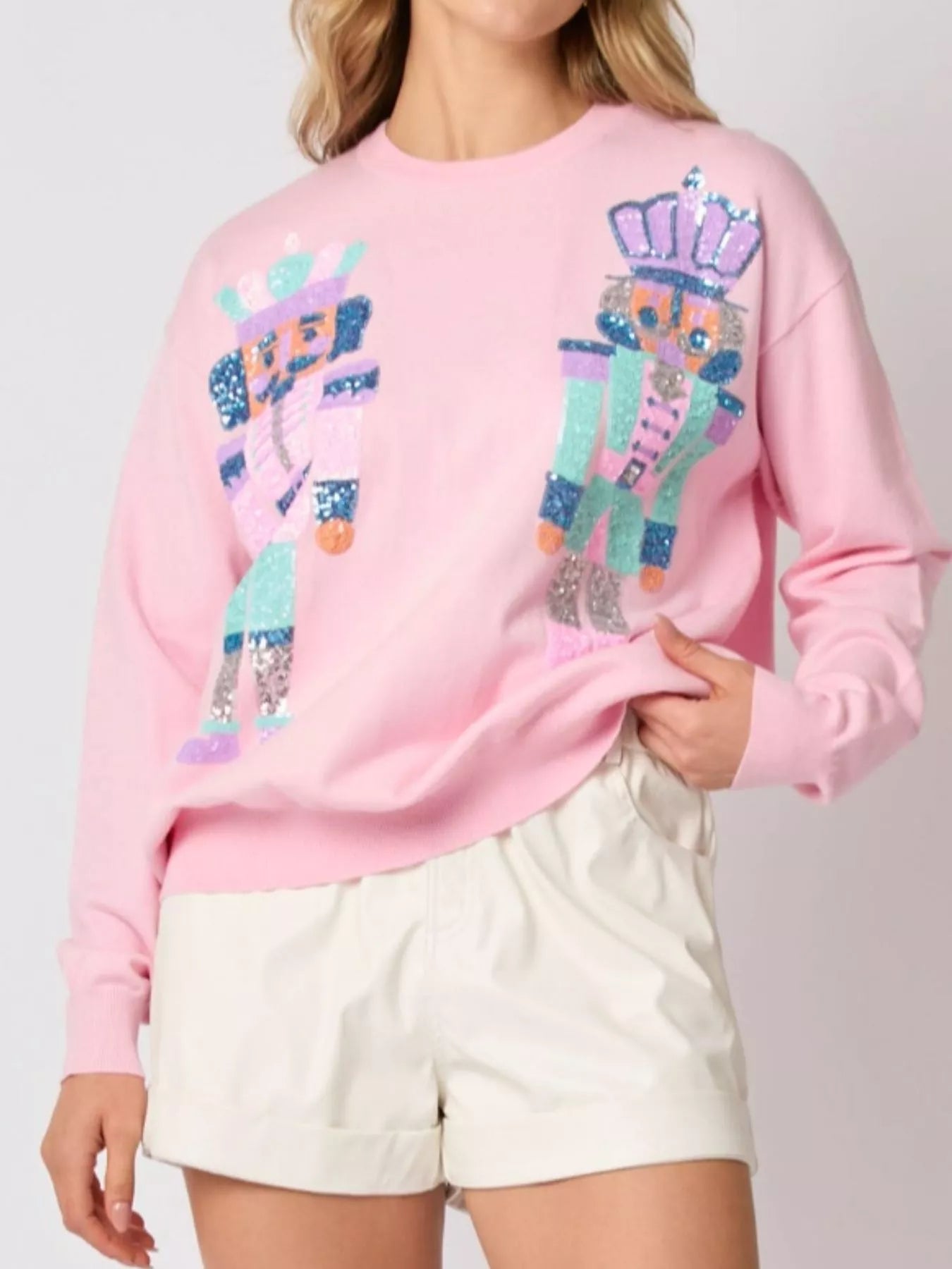 Sequined Nutcracker Long Sleeve Sweatshirt OutfitFlow