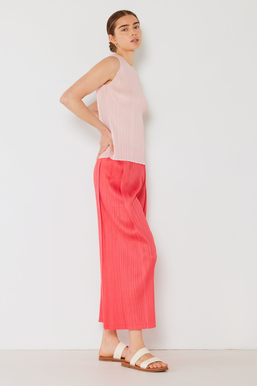 Marina West Swim Pleated Wide-Leg Pants with Side Pleat Detail