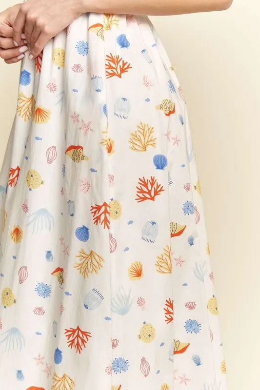 Davi & Dani Denim Binding Detail Smocking Summer Maxi Dress OutfitFlow