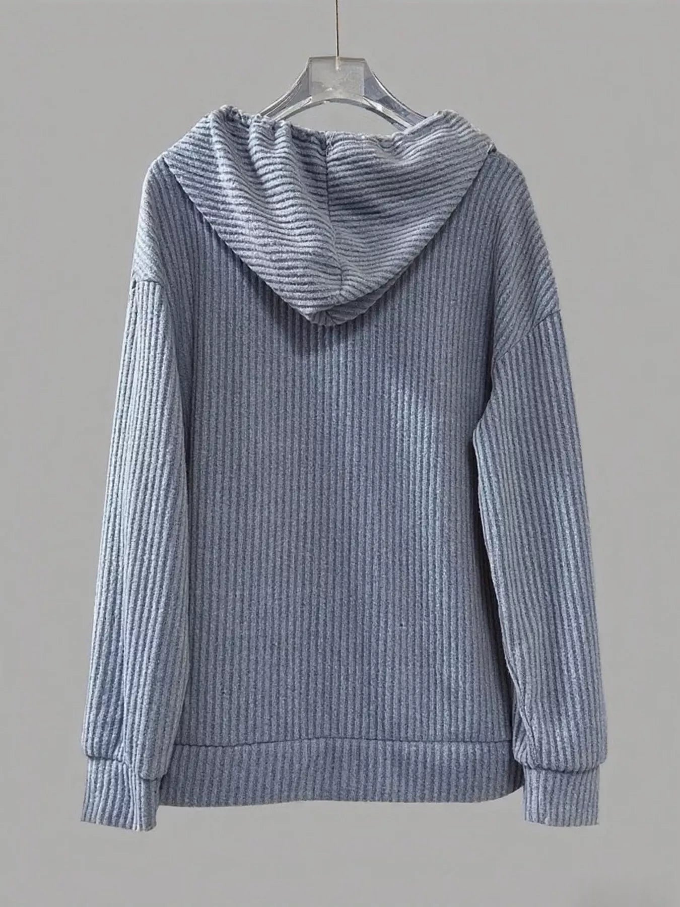 Button-Front Drawstring Hoodie OutfitFlow