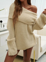 Devine Off-Shoulder Extra-Long Sleeve Sweater OutfitFlow