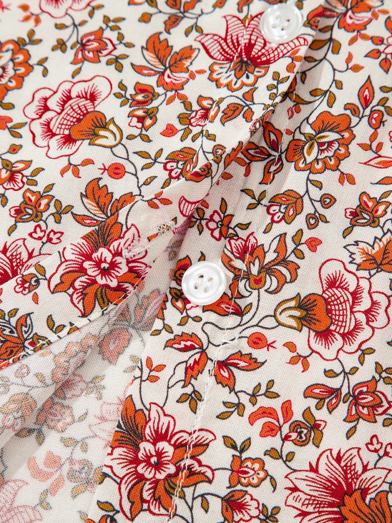 Floral Long Sleeve Button Down Blouse OutfitFlow