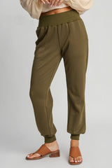 Umgee Full Size High Rise Elastic Waist Knit Joggers with Pockets Plus Size OutfitFlow