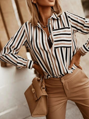 Striped Button-Down Long Sleeve Shirt OutfitFlow