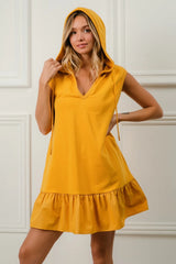 BiBi Ruffled French Terry Hooded Dress OutfitFlow