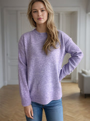 Outfit Flow - Round Neck Drop Shoulder Long Sleeve Sweater