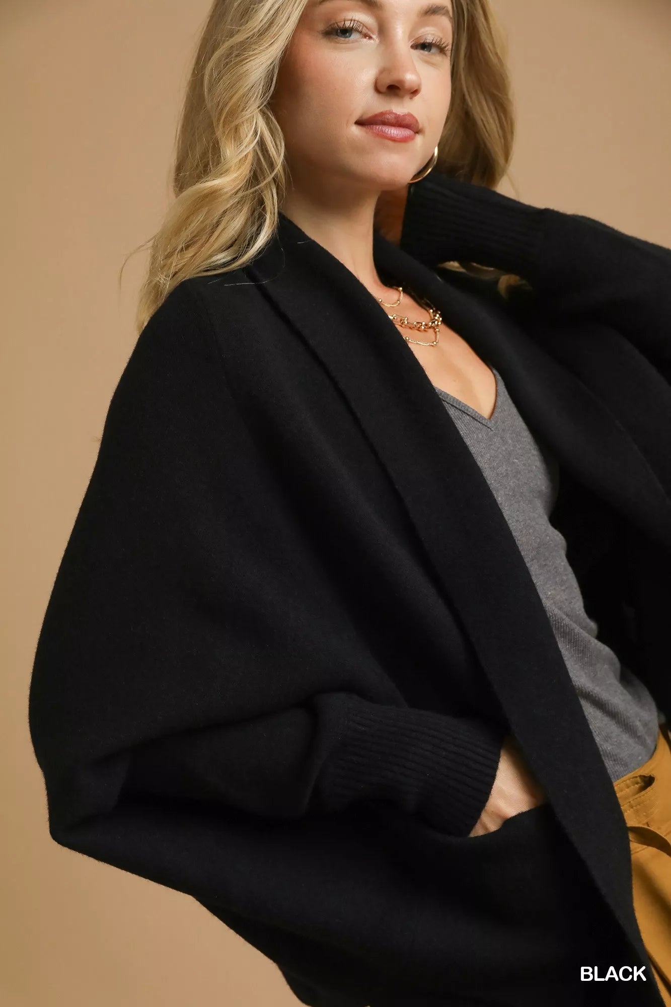 Umgee Open Front Cardigan with Front Pockets OutfitFlow