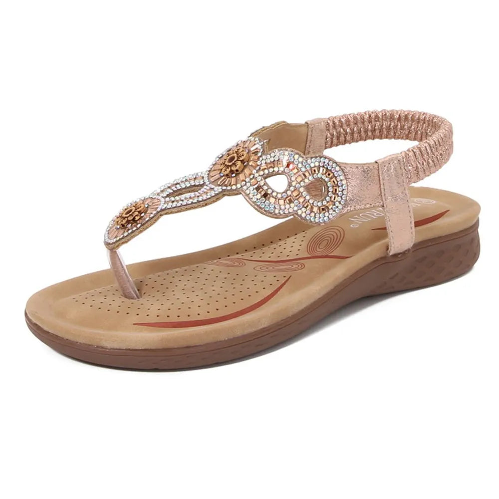 Toe Post Flats Sandals Rose Gold OutfitFlow