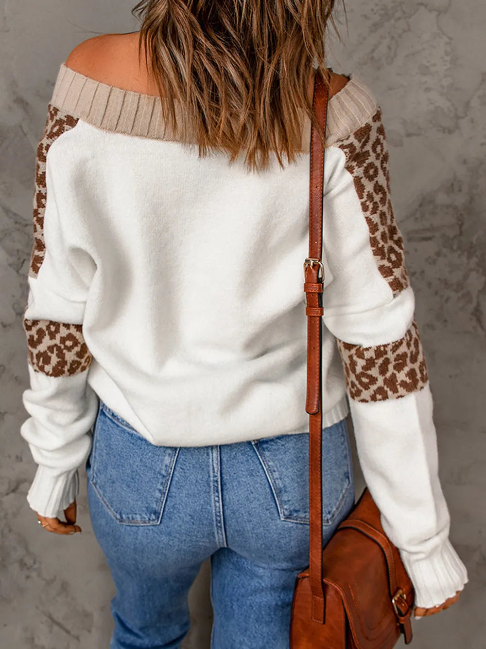 Leopard Long Sleeve Sweater Trendsi