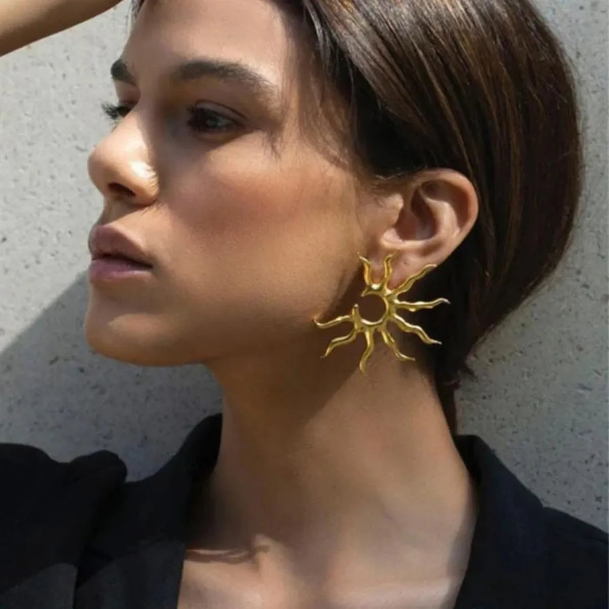 18K Gold-Plated Sun Ray Earrings Gold One Size OutfitFlow