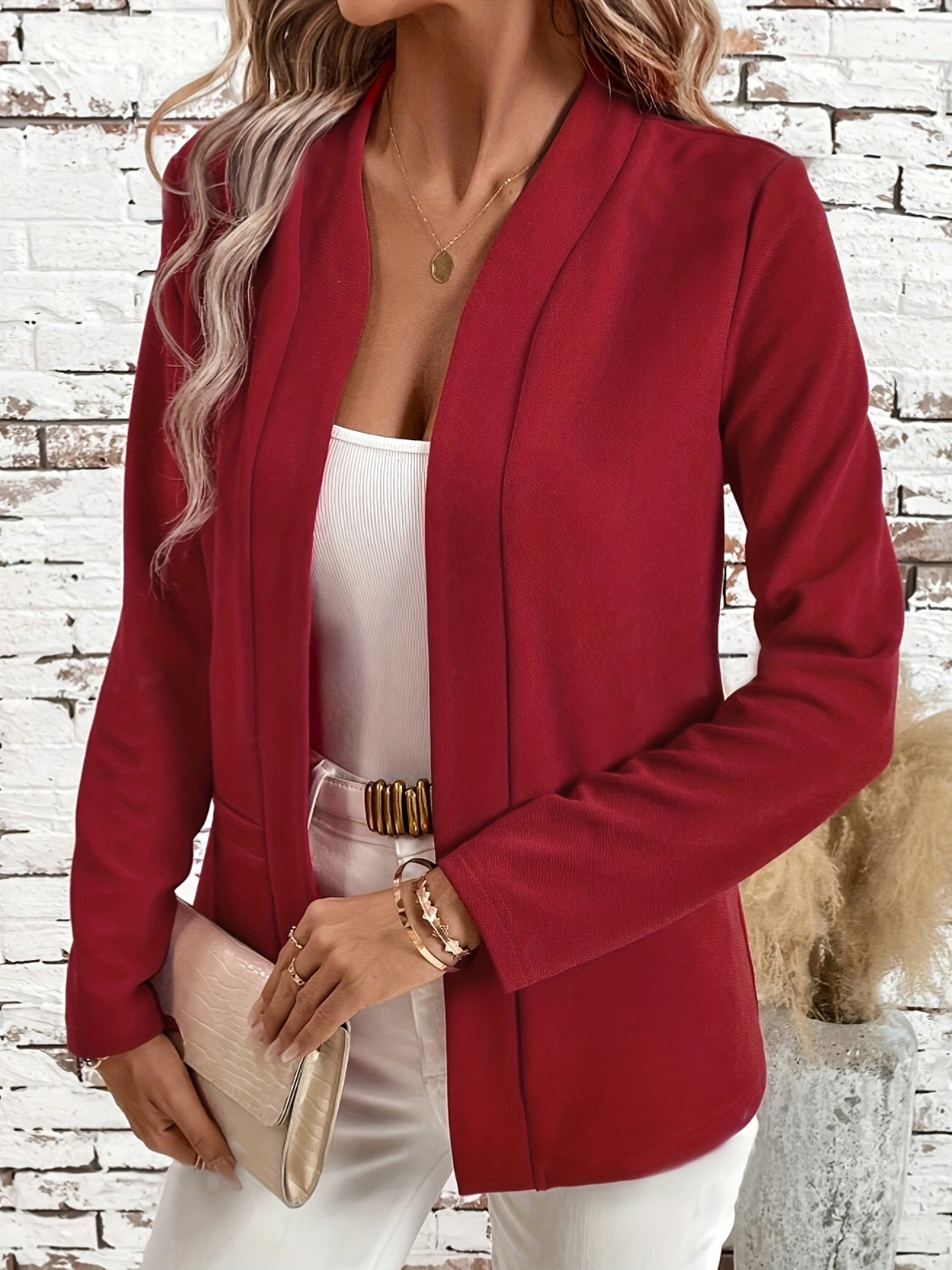 Outfit Flow - Solid Color Open Front Long Sleeve Cardigan