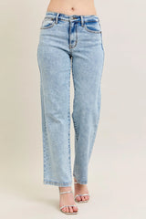 Judy Blue Full Size High Waist Stone Wash Straight Jeans Plus Size Light OutfitFlow