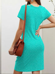 V-Neck Twisted Knot T-Shirt Dress OutfitFlow