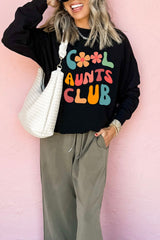 Letter Graphic Round Neck Long Sleeve Sweatshirt OutfitFlow