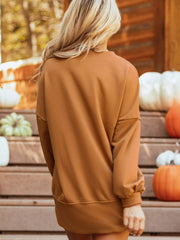 Happy Halloween Graphic Notched Long Sleeve Loose Top OutfitFlow