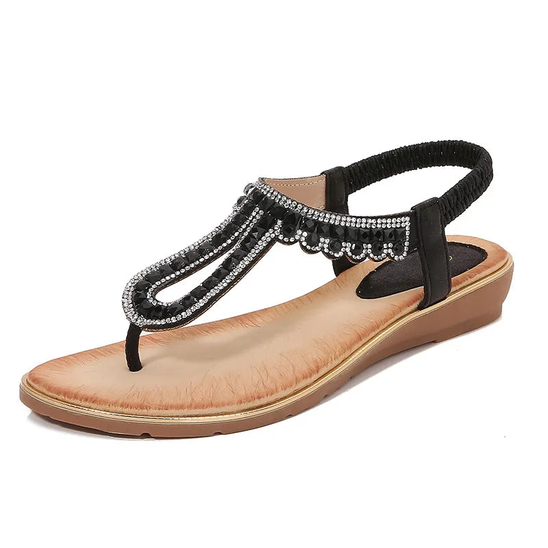 Toe Post Wedge Sandals Black OutfitFlow