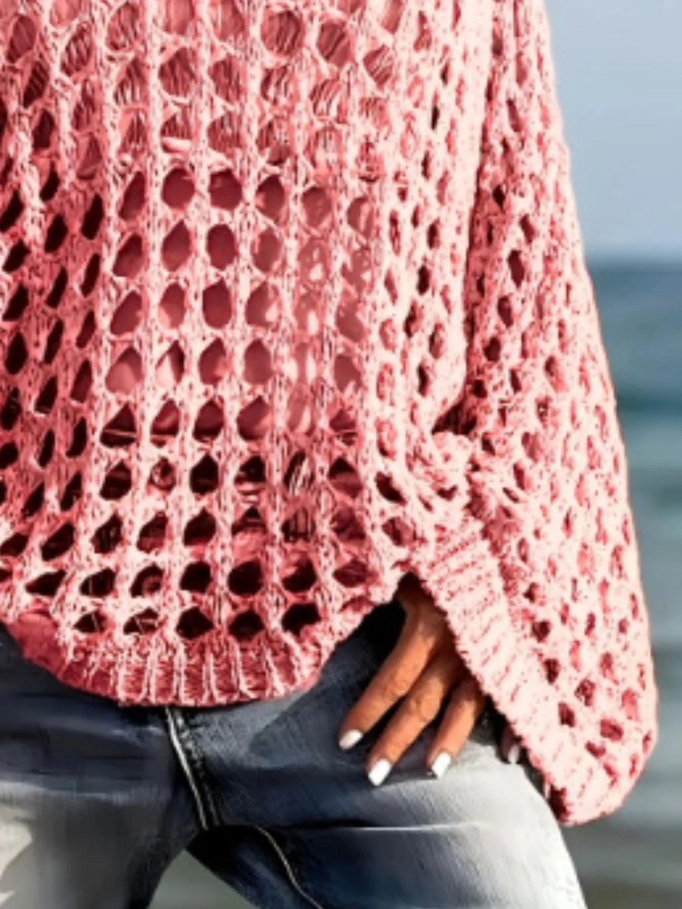Crochet Long Sleeve Knit Cover Up OutfitFlow