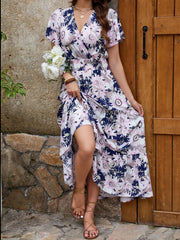 Floral Print Surplice Midi Dress Floral OutfitFlow