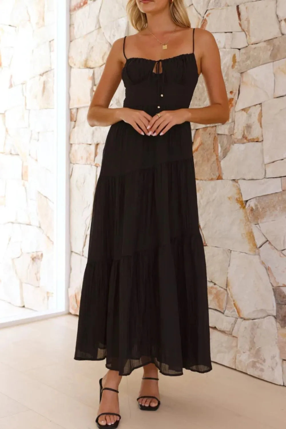 Ruched Smocked Back Cami Dress OutfitFlow