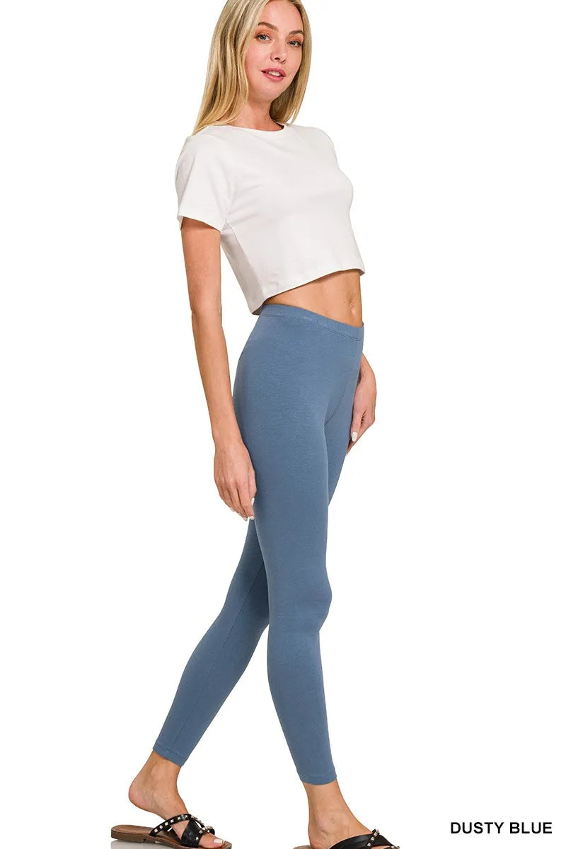 Zenana Cotton Round Neck Top & Legging Set OutfitFlow