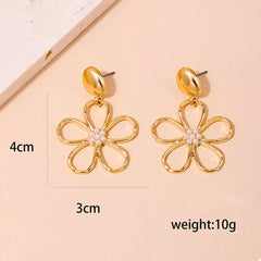 Alloy Flower Drop Earrings OutfitFlow