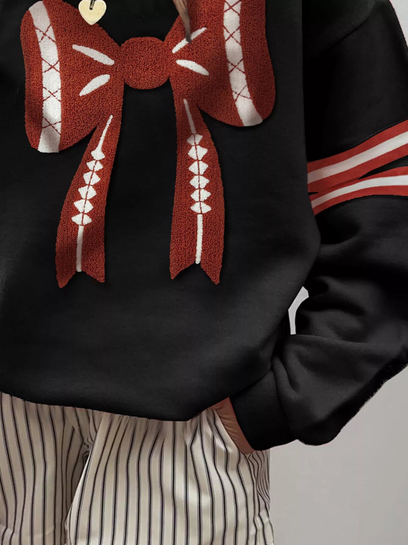 Bow Front Dropped Shoulder Sweatshirt OutfitFlow