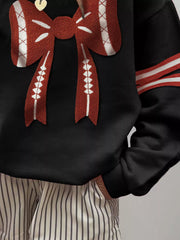 Bow Front Dropped Shoulder Sweatshirt OutfitFlow