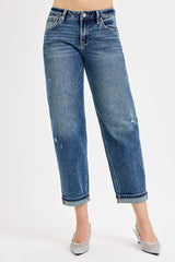RISEN Full Size Low Rise Crop Boyfriend Jeans Plus Size OutfitFlow