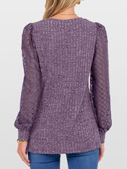 Lace Sleeve V-Neck T-Shirt OutfitFlow